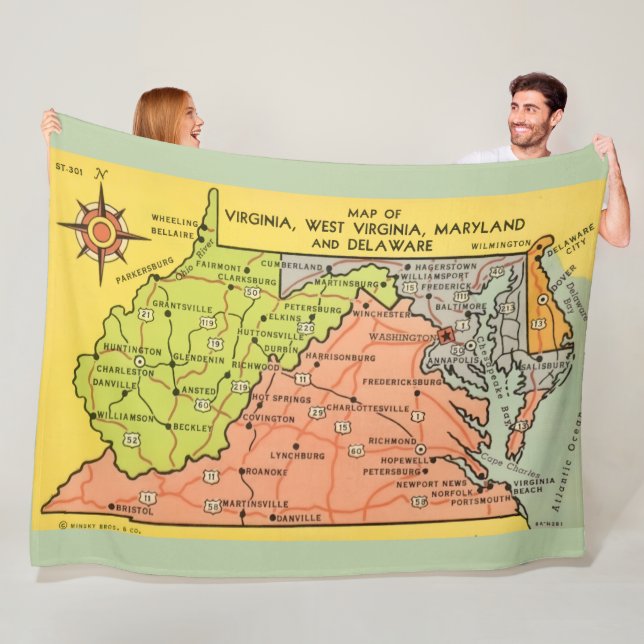 Virginia Maryland States Throw Blanket (In Situ)
