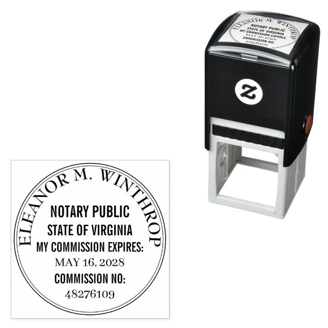 Virginia Notary Public Round  Self-inking Stamp (In Situ)