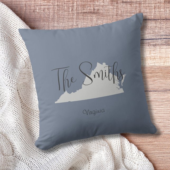 Virginia Outline Throw Pillow (Show pride for your state and personalize it!  "love makes this house a home in <your state>")