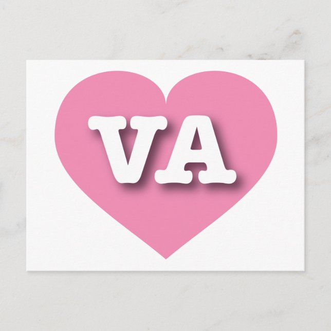 Virginia Pink Heart - I love VA Postcard (Front)