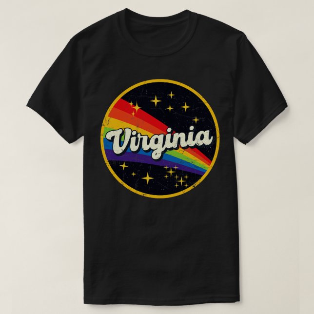 Virginia Rainbow In Space Vintage GrungeStyle T-Shirt (Design Front)