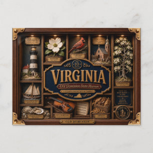 Virginia Shadow Box 3D Figurine State Postcard