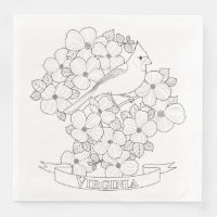 Virginia State Bird and Flower Colouring Page