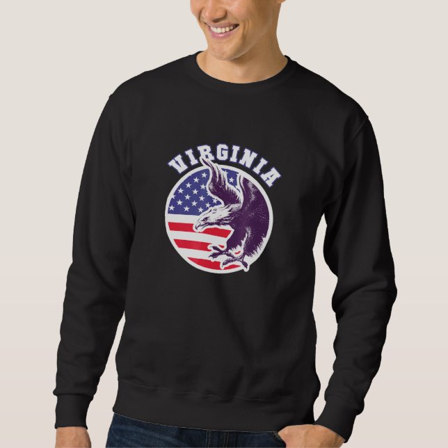 Virginia State Eagle Usa Flag Stars And Stripes Ho Sweatshirt (Front)