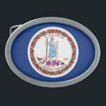 VIRGINIA STATE FLAG BELT BUCKLE<br><div class="desc">The Virginia state flag consists of the obverse of the seal against a blue background.</div>