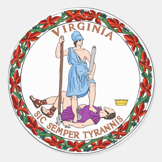 Virginia State Flag Classic Round Sticker (Front)