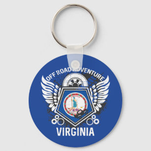 Virginia State Flag Off Road Adventure 4x4 Key Ring