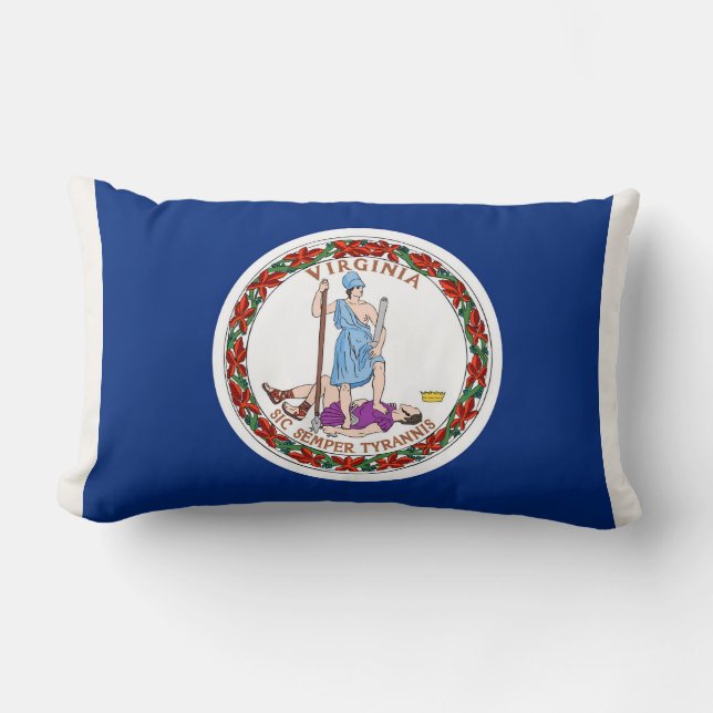 Virginia State Flag Print Patriotic Lumbar Cushion (Front)