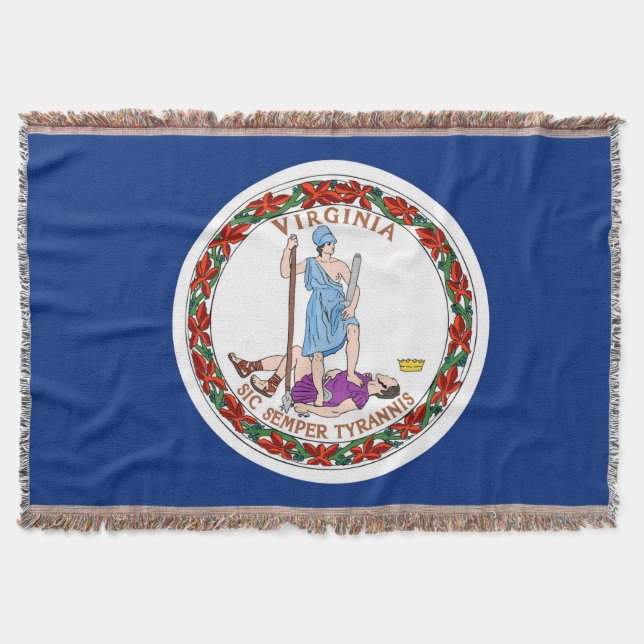 Virginia State Flag Print Patriotic Throw Blanket (Front)