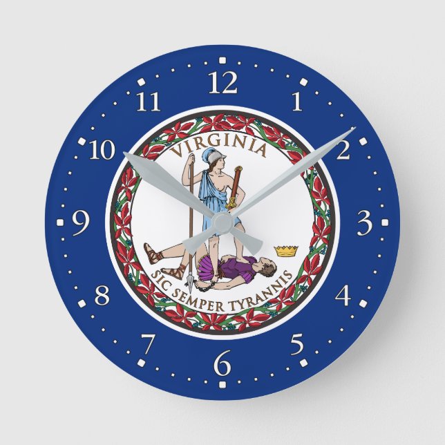 Virginia State Flag Round Clock (Front)