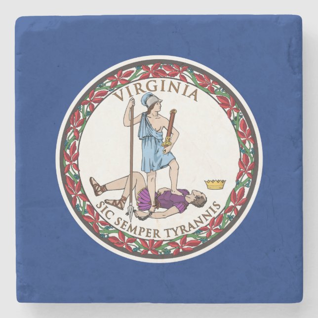Virginia State Flag Stone Coaster (Front)