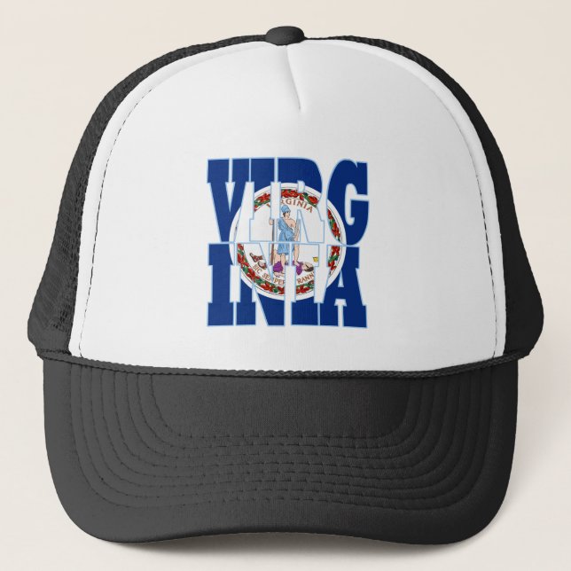 Virginia state flag text trucker hat (Front)