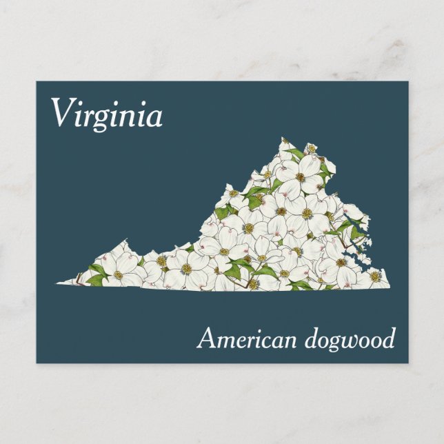 Virginia State Flower Collage Map Postcard (Front)