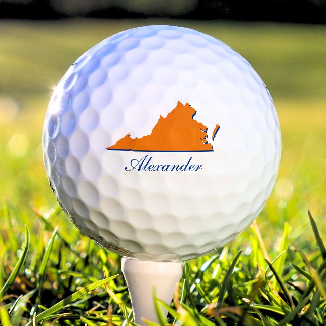 Virginia State Orange & Blue Name Golf Balls (orange usa state of virginia golf ball)