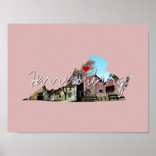 Virginia State Photo insert and town name Poster