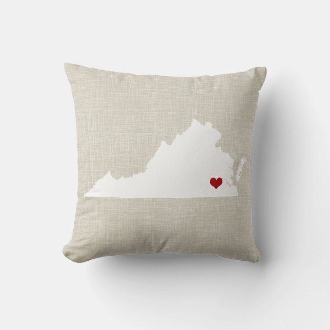 Virginia State Pillow Faux Linen Personalised (Front)