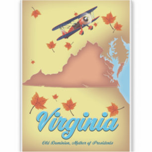 Virginia State retro Travel poster map
