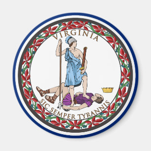 Virginia State Seal, The state flag of Virginia Magnet