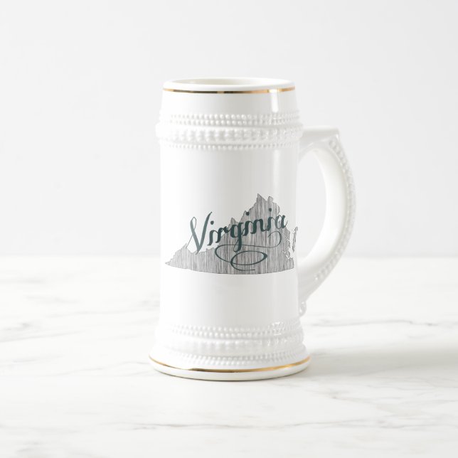 Virginia State Typography Beer Stein (Front Right)
