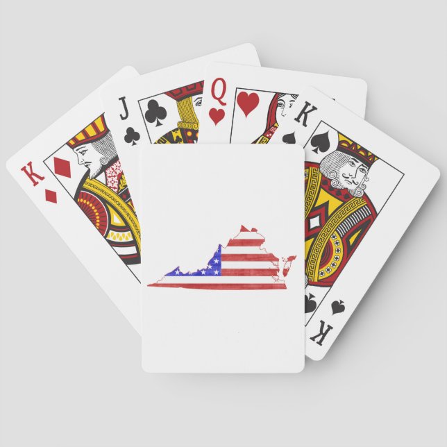 Virginia USA flag silhouette state map Playing Cards (Back)