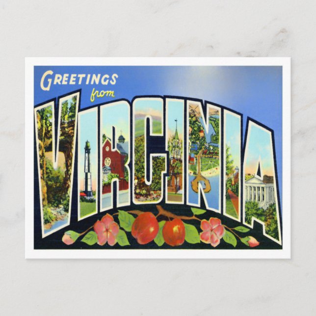 Virginia Vintage Big Letters Postcard (Front)