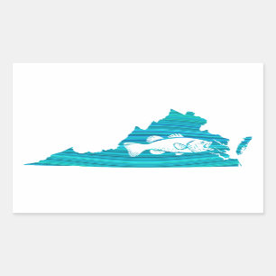 Virginia Wave Fishing Rectangular Sticker