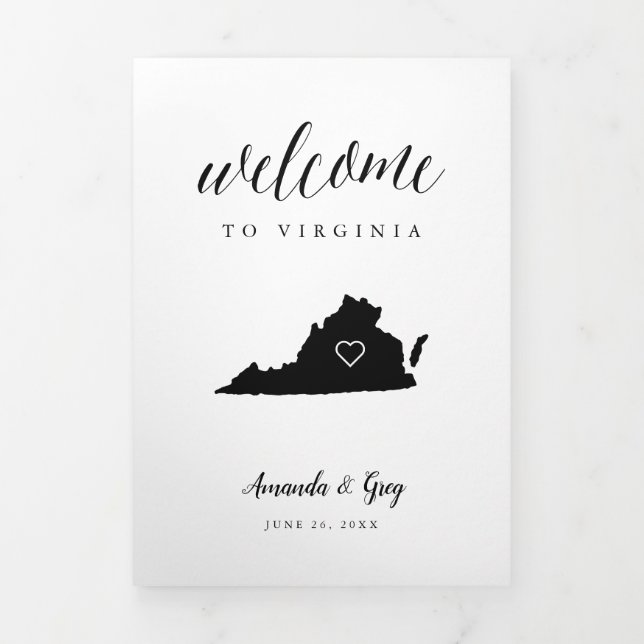 Virginia Wedding Welcome Letter & Itinerary Tri-Fold Programme (Cover)