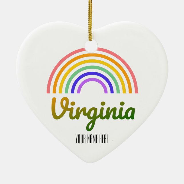 Virginia - West Virginia - Richmond - Rainbow Ceramic Tree Decoration (Back)
