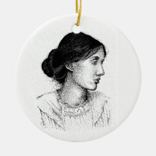 Virginia Woolf 2004 Ink Drawing!!! Ceramic Tree Decoration