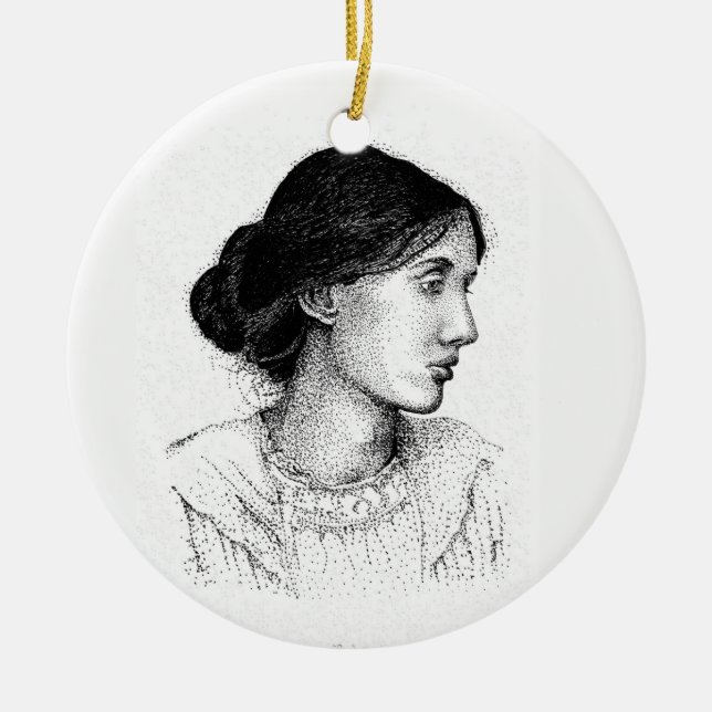 Virginia Woolf 2004 Ink Drawing!!! Ceramic Tree Decoration (Front)