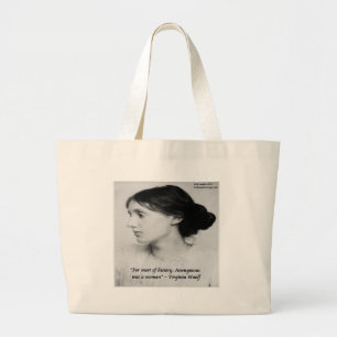 Virginia Woolf Anonymous Was A Woman Quote Large Tote Bag