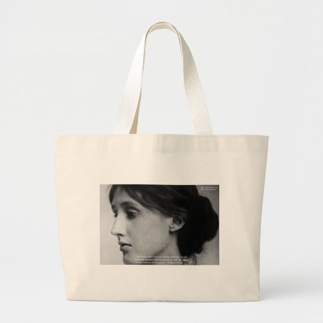 Virginia Woolf "Love Autumn" Love Quote Gifts Large Tote Bag (Front)