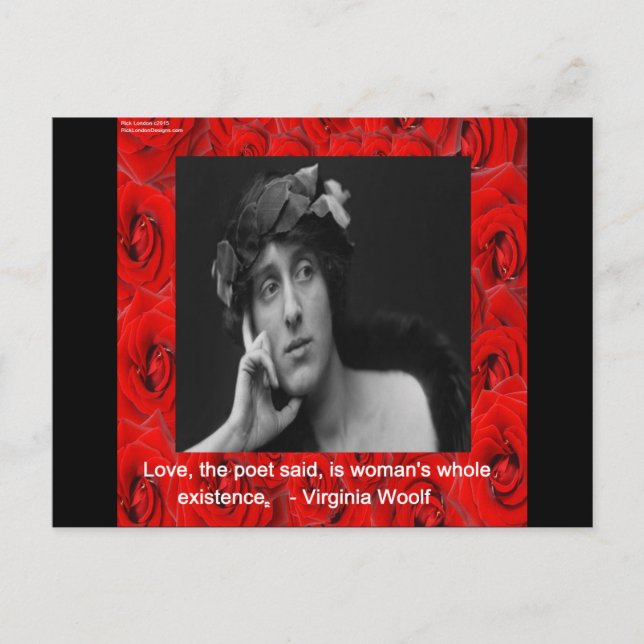 Virginia Woolf & Love Quote Postcard (Front)