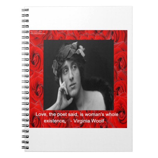 Virginia Woolf & Love Quote Spiral Notebook (Front)