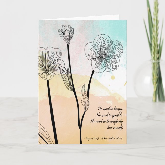 Virginia Woolf No Need to Hurry Quote Blank Card (Front)