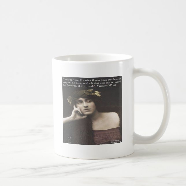Virginia Woolf Open Mind Quote Coffee Mug (Right)