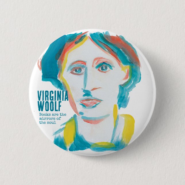 Virginia Woolf Portrait custom text | Booklovers 6 Cm Round Badge (Front)