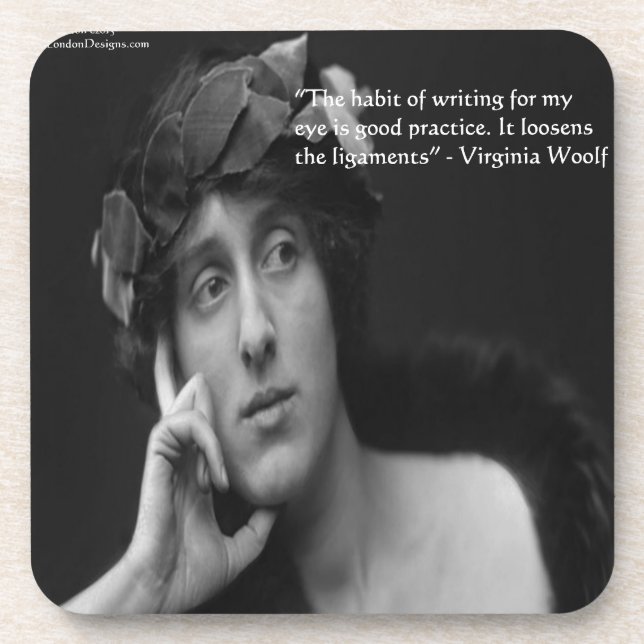 Virginia Woolf W/Zebra Stripes Writing Quote Coaster (Front)