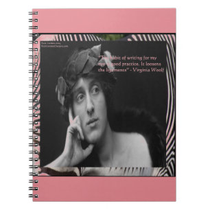 Virginia Woolf W/Zebra Stripes Writing Quote Spiral Notebook