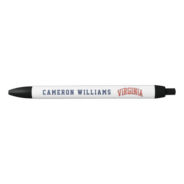 Virginia Wordmark Distressed Black Ink Pen (Front)