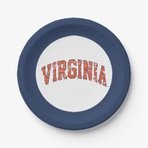 Virginia Wordmark Distressed Paper Plate