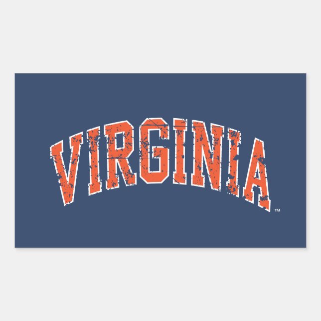 Virginia Wordmark Distressed Rectangular Sticker (Front)