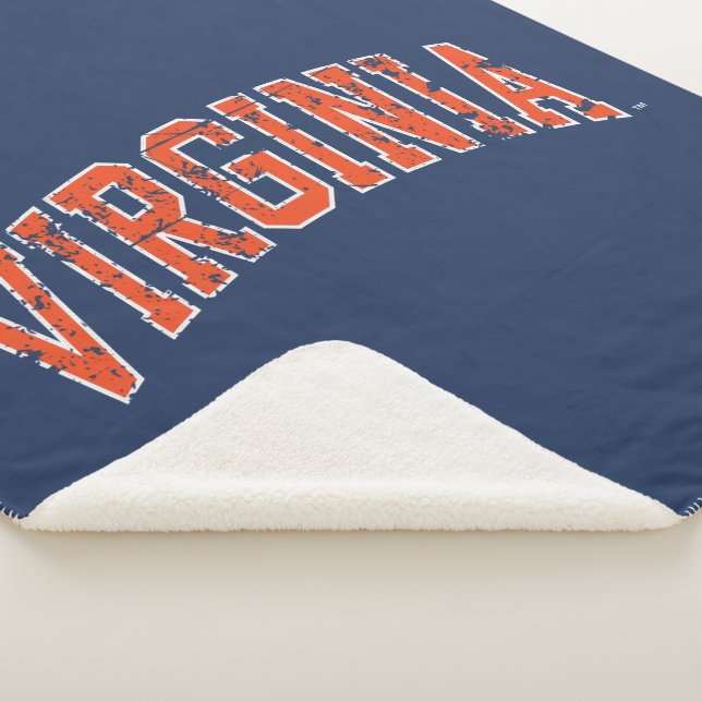 Virginia Wordmark Distressed Sherpa Blanket (3/4)