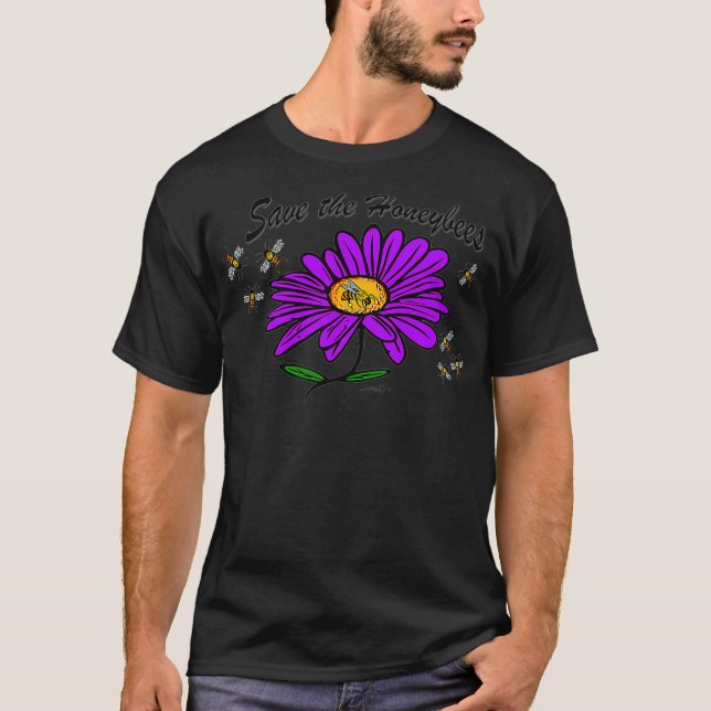 Virginia Wright Save the Honeybees Floral Premium  T-Shirt (Front)