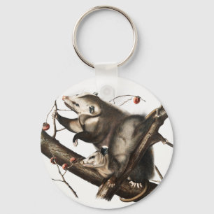 Virginian Opossum Didelphis Virginia Illustration Key Ring