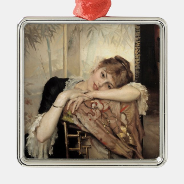 Virginie (The Parisian Woman) (by Albert Edelfelt) Metal Tree Decoration (Front)