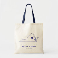 Virgnia Wedding Welcome Bag Map Tote, Navy Blue