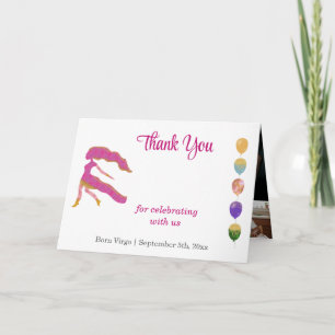 Virgo 1st Birthday Gold & Photo Thank You Card