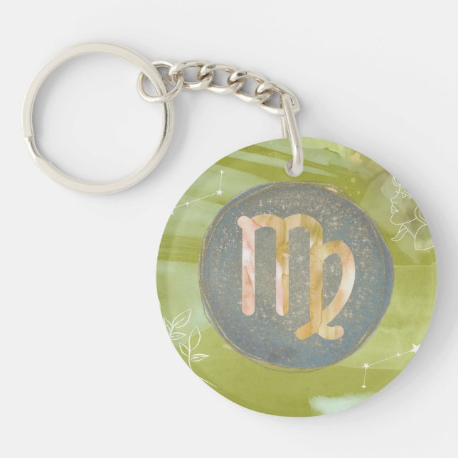 Virgo Astrology Zodiac Keychain –Sacred Simplicity (Front)
