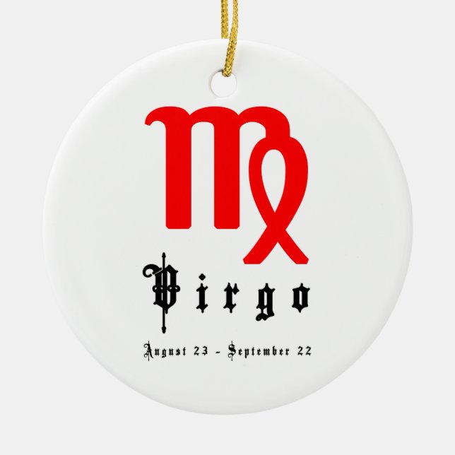 Virgo, August 23 - September 22 Ceramic Tree Decoration (Front)
